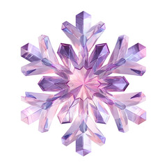 Aufkleber - Captivating digital rendering of a vibrant multi faceted crystal snowflake in shades of purple and pink with a striking geometric and prismatic design