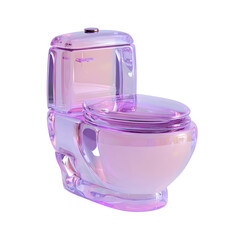 Poster - Captivating translucent lavender and pink crystal toilet with a contemporary stylized design and soft ambient lighting creating a whimsical and visually striking bathroom fixture