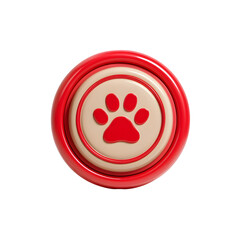 Poster - Stylized 3D of a bright red pet with a cream edge and an embossed paw symbol in the center creating a modern minimalist design for active pet owners