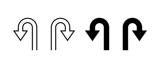 Poster - Simple U turn arrow icon. Direction symbol for maps and navigation