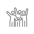 © Pedro - Group hug icon. Thin line editable stroke illustration for friendship, celebration, bonding, happiness, love, unity and emotional connection