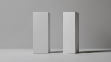Wall Mural - two blank white boxes on a light grey background.