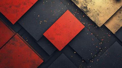 Poster - Abstract technology background with red, black, and gold textures creating dynamic visual effect