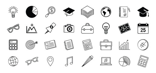 Fototapete - Hand drawn business and education icon set perfect for infographics educational content and financial presentations