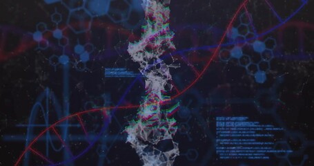 Aufkleber - Upon mesh appearing and rotating while code overlays mapping data syncing with red-purple helix