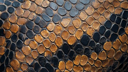 Poster - Close-up of brown and black reptile skin texture with scales.