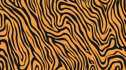 Poster - Abstract tiger stripes pattern.  Orange and black wavy lines seamless texture.