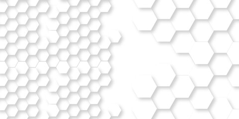 Poster - abstract minimal background with white lines hexagonal structure futuristic white background and emb