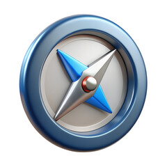 Fototapete - Sleek 3d rendered compass icon with isolated white transparent background