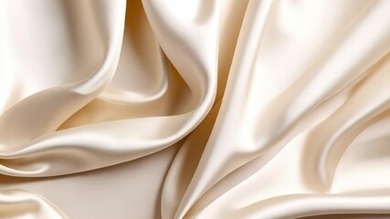 Poster - Elegant Cream Silk Fabric Folds with Subtle Texture, Soft Lighting and Delicate Drapery in a Smooth and Luxurious Style