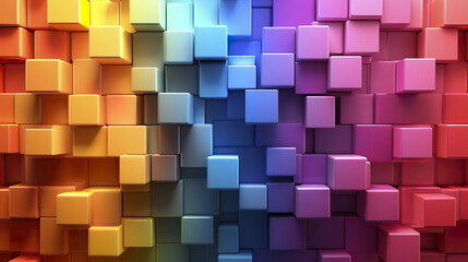 Poster - Colorful 3D cubes create vibrant abstract background, evoking creativity and energy