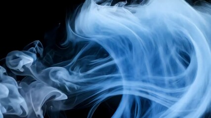 Poster - Abstract digital art of blue and orange smoke effect on a black background, creating a visually stunning and dynamic composition