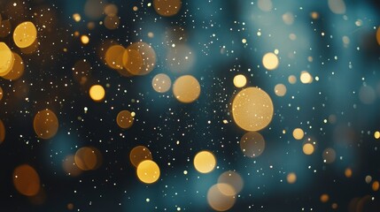 Poster - Abstract bokeh background with gold and blue lights.
