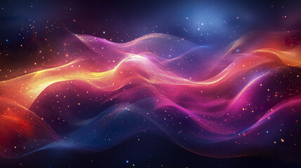 Poster - Colorful abstract waves with sparkling particles create mesmerizing background effect