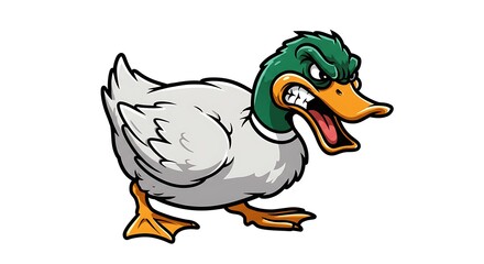 Naklejka na meble vector art line of angry cute duck cartoon with fire effect and siluet effect suitable for mockup and logo product of team isolated white background