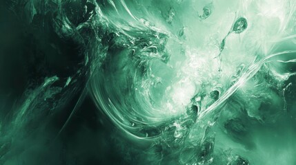 Poster - Abstract swirling green and white nebula-like texture.