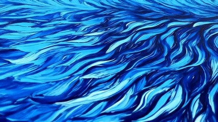 Poster - Abstract artistic rendering of ocean waves in shades of blue and white, rippling in dynamic motion