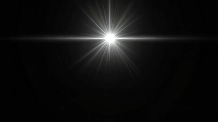 Poster - Bright white light burst flares in a black background, glowing optical lens flare effect with soft rays and light leaks emanating from the center.