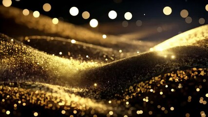 Poster - Abstract golden wave pattern with bokeh lights, shimmering surface and elegance creating a luxurious and festive vibe