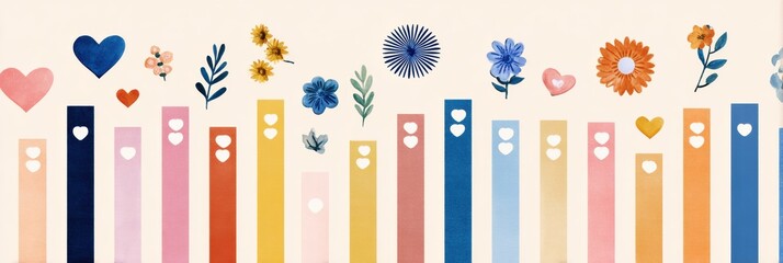 Poster - Daily Compliments Tracker Infographic Featuring Colorful Bars and Decorative Elements for Motivational Purposes