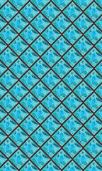 Fototapete - Vector blue triangular mosaic pattern. Abstract geometric polygonal background. Diamond wajik patterns background.