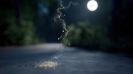 Poster - Sparkling particles falling on a dark surface at night.