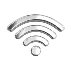 Poster - Metallic silver wifi symbol wireless network connection technology internet digital communication signal icon graphic design on transparent background