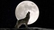 © Ariestia - A wolf howls at the full moon at night.