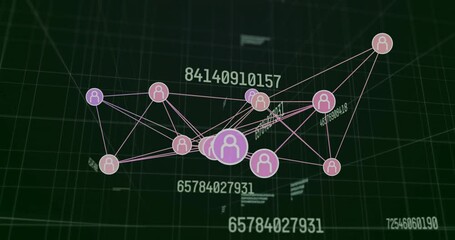 Poster - Avatars emerging on dark green grid starting network links updating numeric account relationships