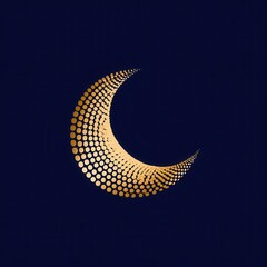 Poster - Gold dotted crescent moon graphic on dark navy background.