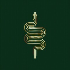 Poster - Gold serpent design on a dark green background.