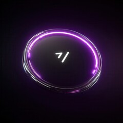 Poster - Neon light circle button with a symbol.