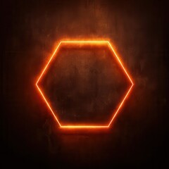 Poster - Hexagonal neon light frame on a dark background.