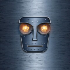 Poster - Close-up of a metallic robot face.
