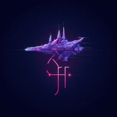 Poster - Futuristic spacecraft in deep space.