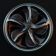Aufkleber - Futuristic wheel design with intricate details.