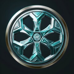Poster - Detailed teal decorative wheel design.