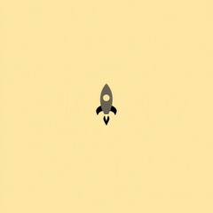 Poster - Simple rocket icon against a light yellow background.