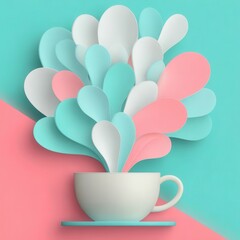Poster - Abstract design with a cup and colorful, layered shapes.