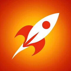 Poster - Rocket ship illustration on a gradient background.