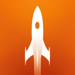 Poster - Silhouette of a rocket against an orange background.