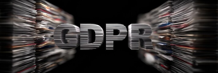 Leinwandbilder - Floating GDPR Text Over Layered Data Files Illustrating Data Privacy and Compliance in the Digital Age