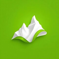 Poster - Abstract design of white mountains and green ribbons on a lime green background.