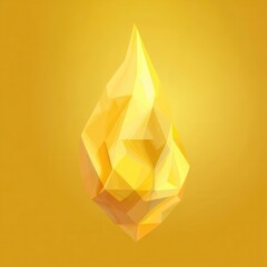 Poster - Golden polygonal drop design on a yellow background.