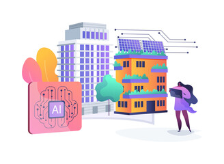 Poster - ai in urban planning for sustainability abstract concept vector illustration.
