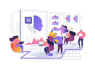 Poster - augmented reality office navigation abstract concept vector illustration.