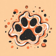 Poster - Abstract paw print design on a peach background.