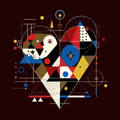 Poster - Colorful geometric heart shape design