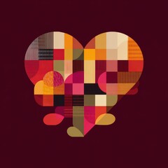 Poster - Abstract heart shape composed of geometric patterns.
