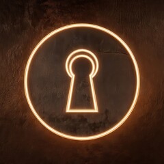 Poster - Illuminated keyhole graphic on a dark surface.